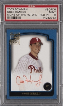2003 Bowman "Signs of the Future" Red Ink #SOFCH Cole Hamels Signed Rookie Card – PSA MINT 9 "1 of 1!"